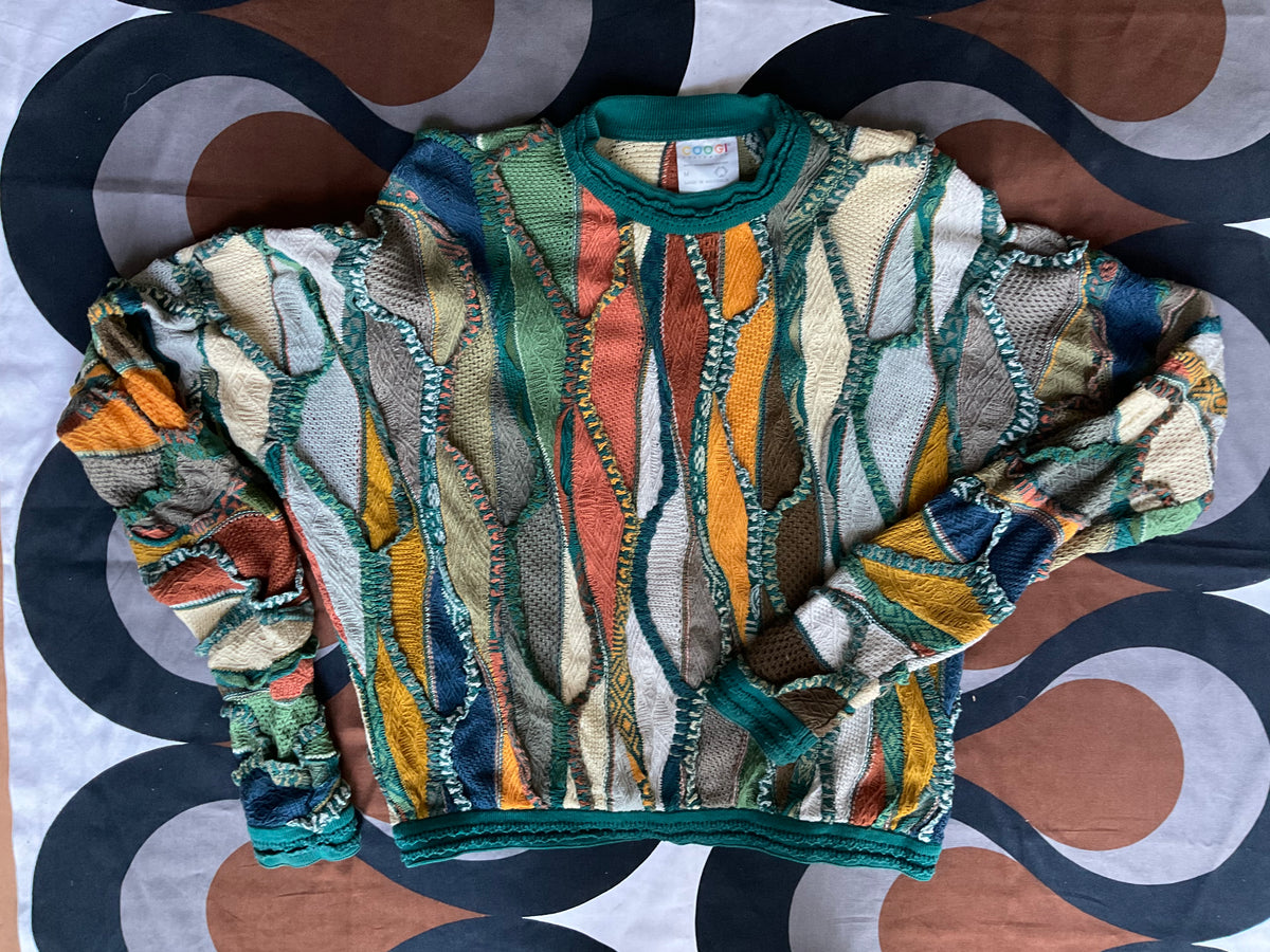 Vintage COOGI 3D knitted cotton crew neck jumper, Made in