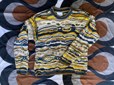 Vintage COOGI 3D knitted cotton crew neck jumper, Made in Australia, Small