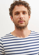Saint James Breton Stripe Short-Sleeve T-Shirt - white with blue stripes