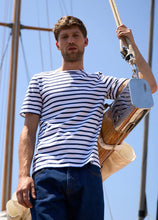 Saint James Breton Stripe Short-Sleeve T-Shirt - white with blue stripes