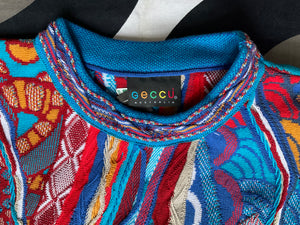 GECCU 3D-knitted crew neck ‘Bondi’ cotton jumper, Medium and 2XL