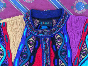 GECCU 3D-knitted crew neck merino wool 'Mati' cardigan, Small