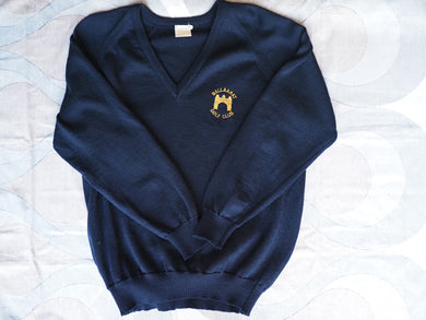 Vintage 1980s v-neck pure wool navy jumper, made in Australia, Large