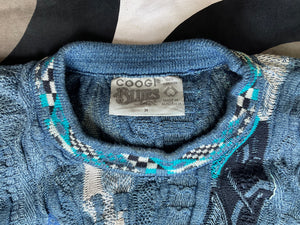 Vintage Coogi Blues 3D knitted cotton jumper, Medium