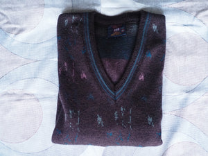 Vintage 1980s v-neck wool blend jumper, made in Australia, Extra Large