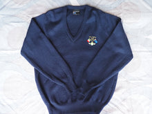 Vintage 1980s v-neck pure wool navy jumper, made in Australia, Large