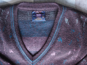 Vintage 1980s v-neck wool blend jumper, made in Australia, Extra Large